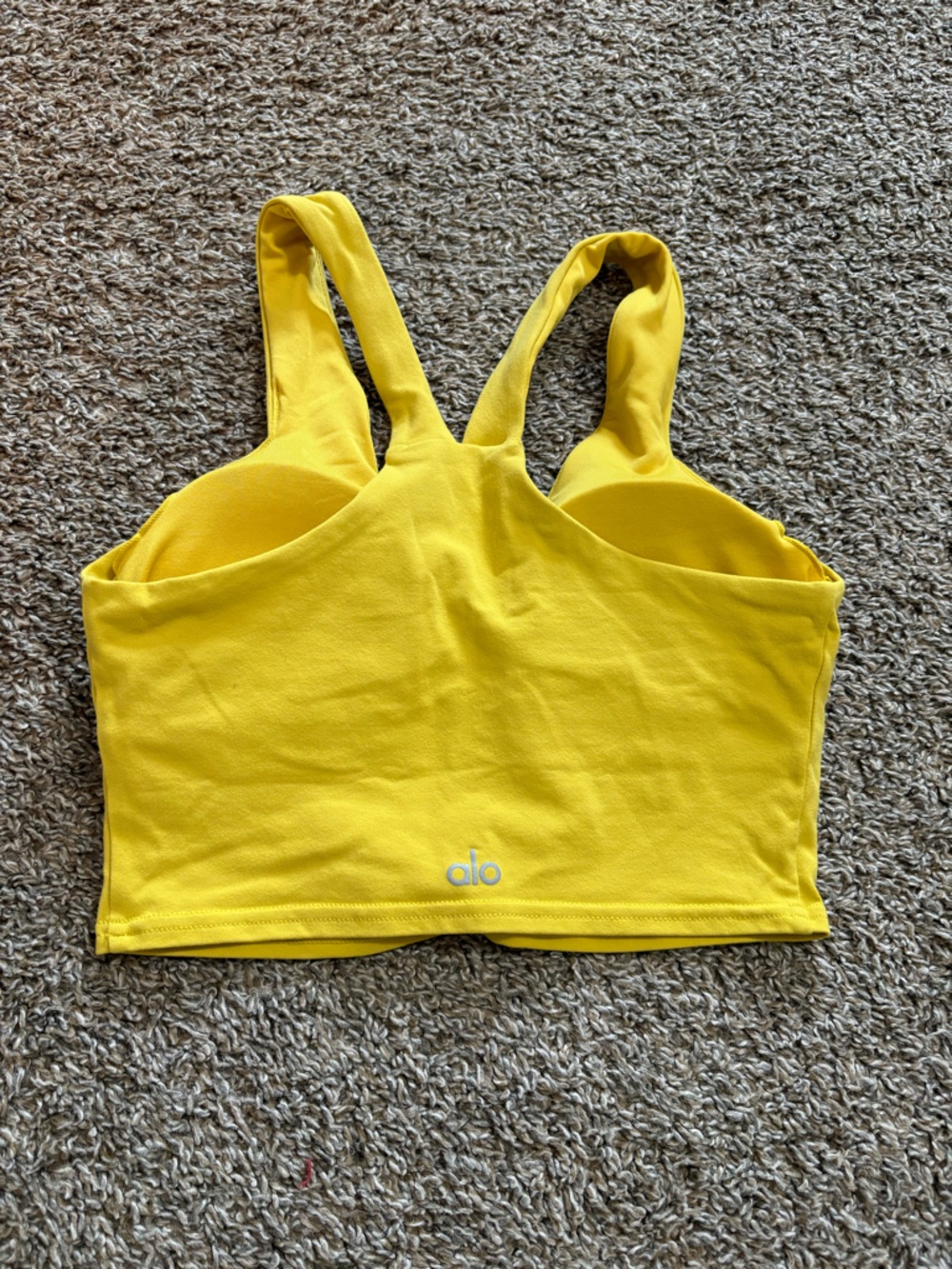 ALO Yoga Airbrush Real Tank Lemon Yellow Racerback Tank Top - Picture 10 of 10